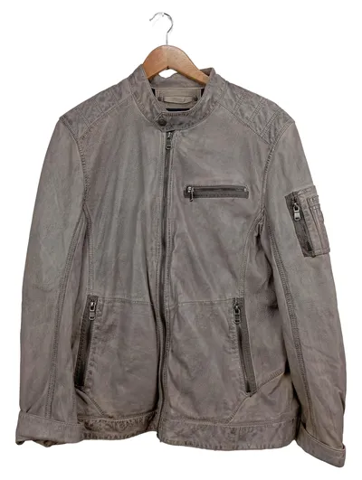 Engbers Herren Lederjacke Biker Stil Grau Gr. 50/L