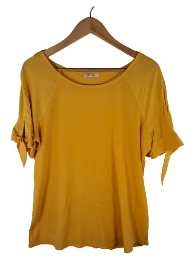 ORSAY Damen Bluse Shirt Gr. M 38 Gelb Kurzarm Schleifen-Details