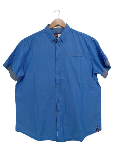 Redwood Herren Kurzarmhemd XL Blau Casual Baumwolle Freizeithemd