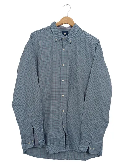 Pierre Cardin Herren Business Hemd XL 52 Blau Kariert Langarm Stretch