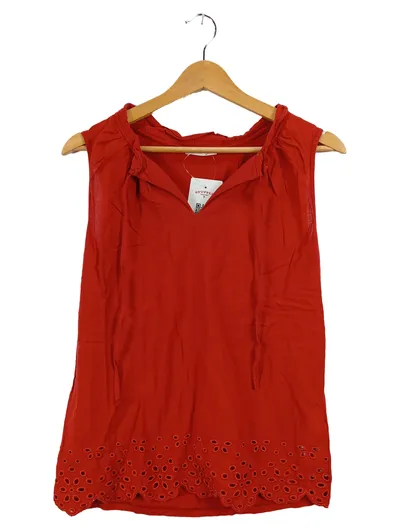 ORSAY Damen Top Gr. M Rot Ärmellos Lochstickerei Viskose