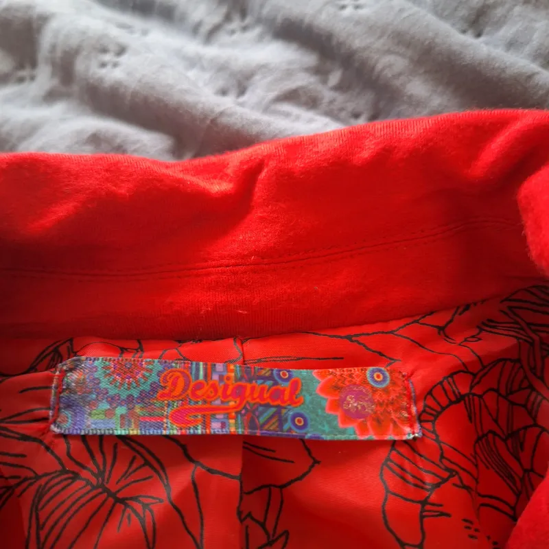 Desigual Damen Blazer Rot Blumen Nieten Viskose Boho Gr. 46 3XL 4