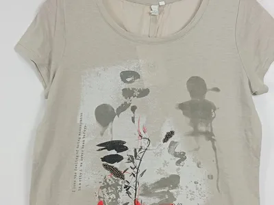 Q/S designed by Damen T-Shirt Gr. 38/M Beige Print Casual