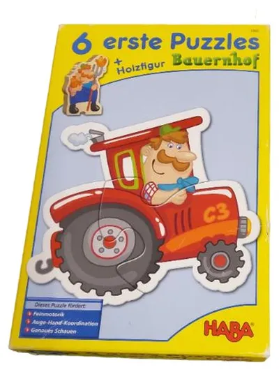 HABA 6 erste Puzzles Bauernhof mit Holzfigur ab 3 Jahren Kinderpuzzle