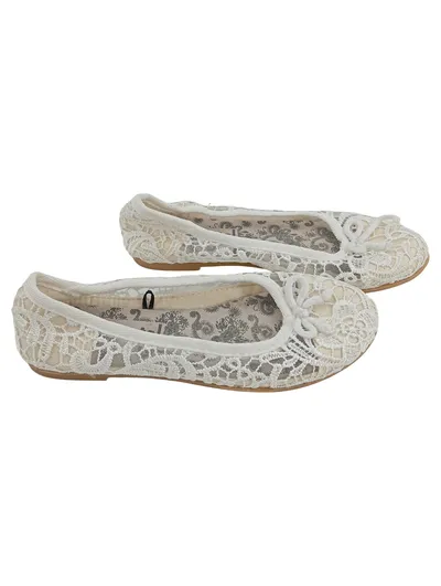 Pepperts! Mädchen Ballerinas Lochmuster Spitze Weiß Gr. 32 Sommer Schuhe