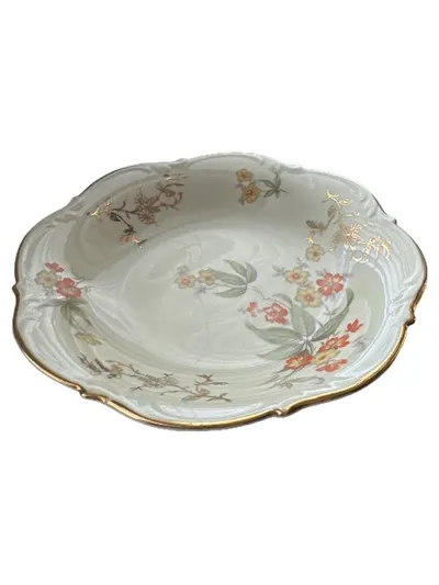 Bareuther BAVARIA Suppenteller Vintage Porzellan Blumenmuster Weiß 19cm