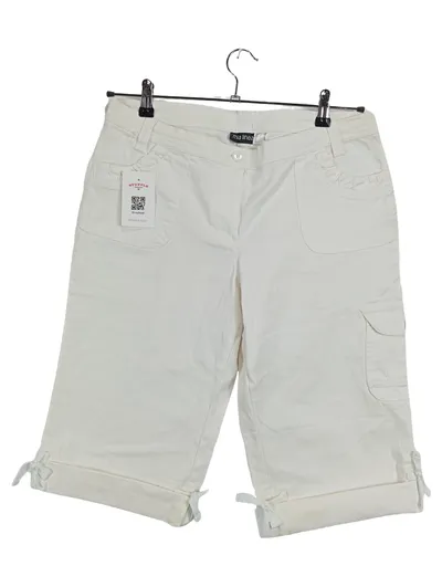 Mia Linea Damen Cargohose Caprihose Gr. 42 Weiß Casual Baumwolle