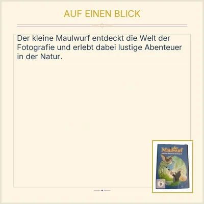Der Maulwurf und seine Abenteuer als Fotograf DVD Kinderfilm FSK 0