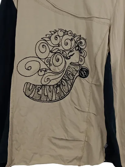 Jean Bourget Langarmshirt Mädchen Gr. 14A/164 Beige Schwarz Print