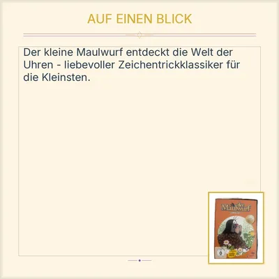 Der Maulwurf und die Uhr DVD Animationsfilm Kinder Highlight
