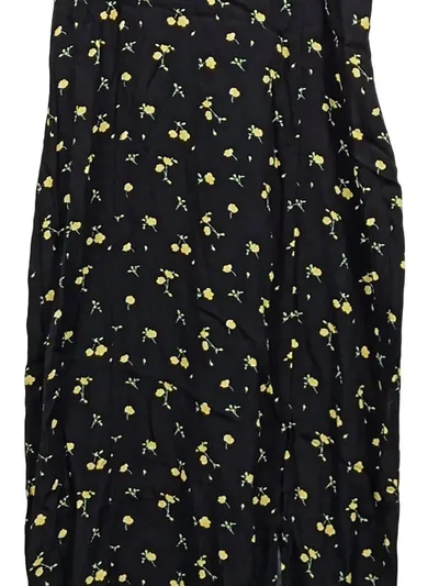 Envii Damen Maxikleid Blumenmuster Rüschen Schleife Schwarz 38 M