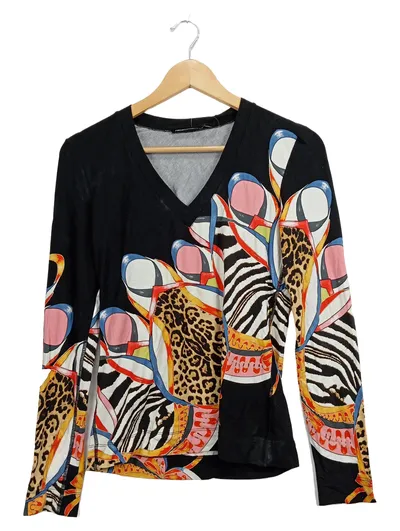 Nice Connection Damen Langarmshirt Animal Print Zebra Muster Gr. 36/S Viskose