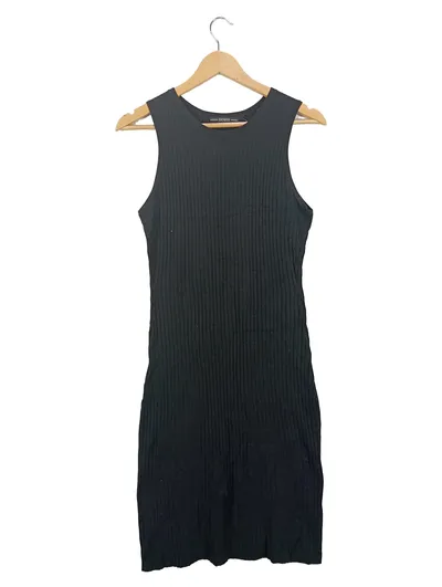Guess Damen Strickkleid Ärmellos Schwarz Gr. 40/L Casual Rippstrick