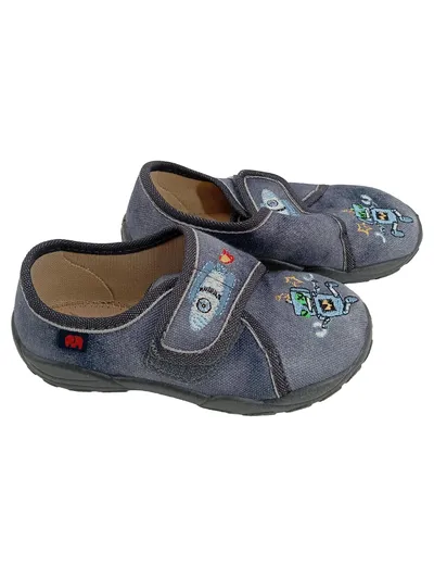 Elefanten Kinder Hausschuhe Jungen Gr. 25 Blau Roboter Motiv Casual