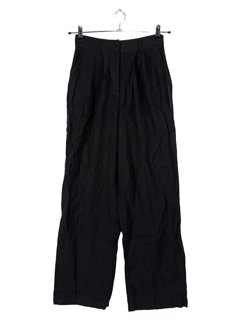 Anna Field Damen Stoffhose Schwarz XS/S High Waist Weites Bein Elegant 1