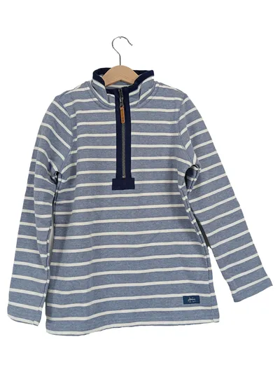 Joules Kinder Langarmshirt gestreift Reißverschluss Blau Gr. 128