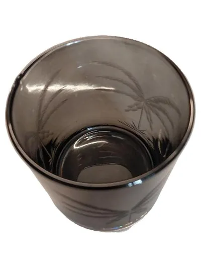BUTLERS Trinkglas Palmen Florales Muster Grau Glas 9cm Modern