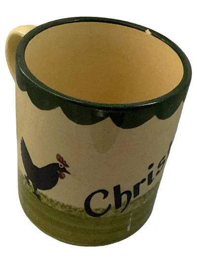 KZELL Kaffeetasse Becher Huhn Chris Keramik Beige Bauernhof Motiv