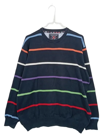 Andrew James Herren Pullover Gr. L Blau Gestreift Baumwolle Maritim