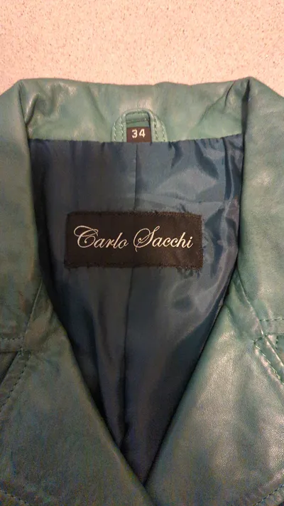 Carlo Sacchi Lederjacke Damen Grün Gr. 34 Modern Freizeit Langarm