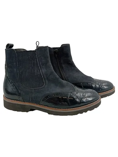 Gabor Damen Stiefelette Gr. 41 Blau Klassisch Brogue Reißverschluss