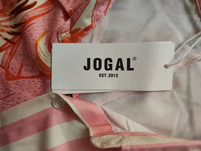 JOGAL Herren Freizeithemd XXL Rosa Kakadu Papagei Streifen Kurzarm