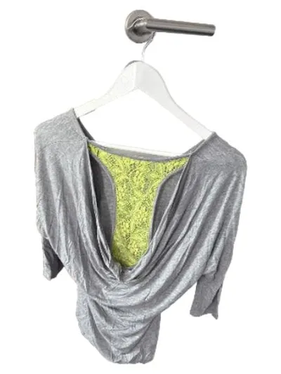 Maui Wowie Damen Langarmshirt Gr. XS Grau Spitze Neongelb 3/4-Arm