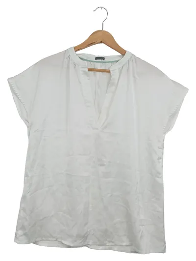 Sienna Damen Bluse Gr. 40 Weiß Elegant Kurzarm Polyester Elasthan