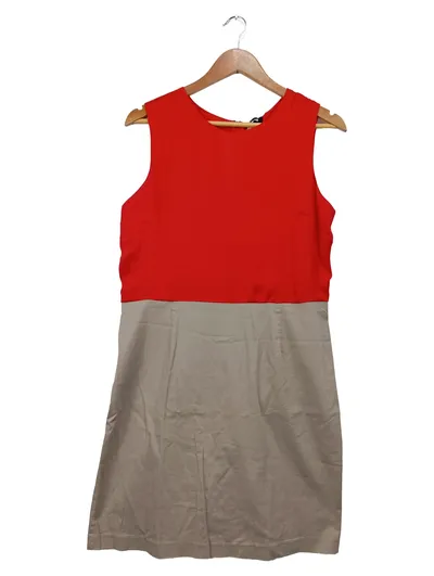Sinéquanone Damen Etuikleid Gr. 42 Elegant Rot Beige Businesskleid