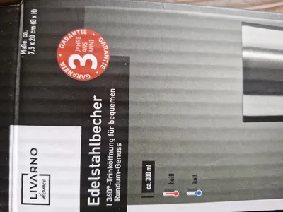 LIVARNO home Thermobecher Edelstahl Silber 450ml Praktisch Isolierbecher