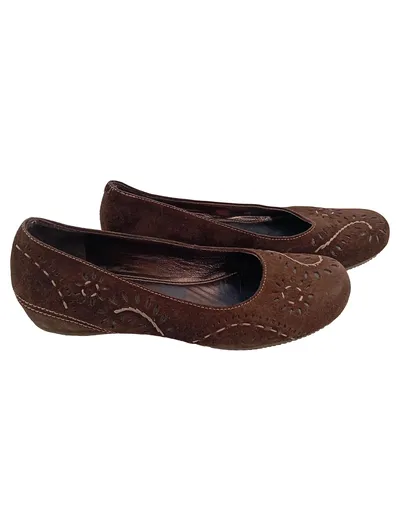 ECCO Damen Ballerinas Gr. 37 Braun Wildleder Lochmuster Casual