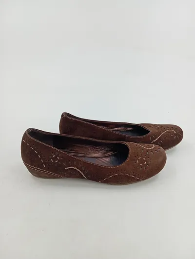 ECCO Damen Ballerinas Gr. 37 Braun Wildleder Lochmuster Casual