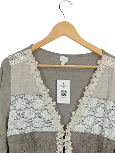 Alba Moda Damen Strickjacke Gr. 42/XL Mehrfarbig Feminin Spitze Stickerei