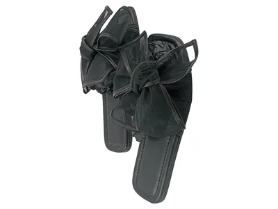 Attilio Giusti Leombruni Damen Sandalen Gr. 39 Schwarz Flache Slides Schleife
