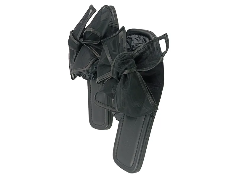 Attilio Giusti Leombruni Damen Sandalen Gr. 39 Schwarz Flache Slides Schleife 1
