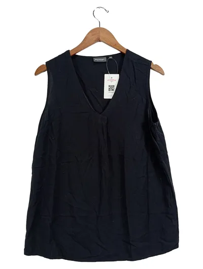 Broadway Damen Bluse Gr. M Schwarz Casual Ärmellos V-Ausschnitt