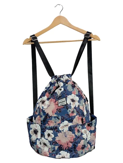 HAWEE Damen Rucksack Turnbeutel Blumenmuster Blau Rosa Floral 35x45cm
