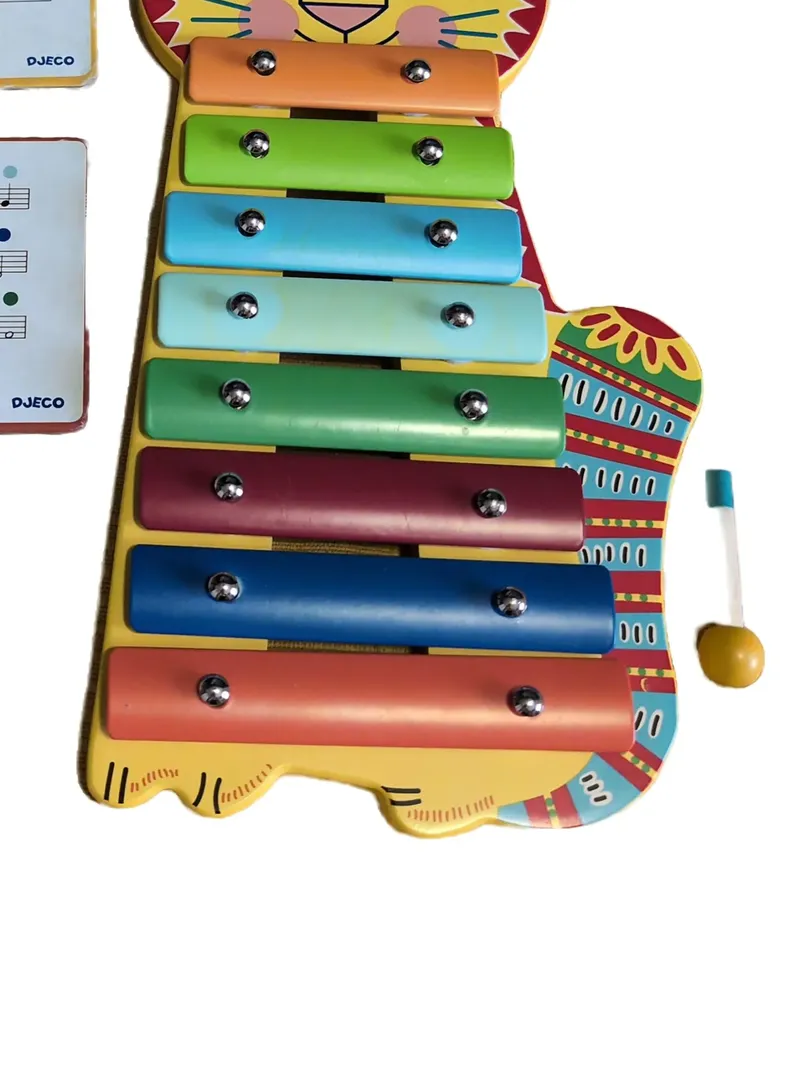 Djeco Xylophon Katze Musikinstrument Kinder Spielzeug Mehrfarbig Holz 3