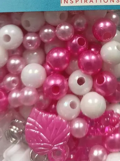 GLOREX Perlen Set Kreativ Bastelset Pink Kinder Schmuck Basteln