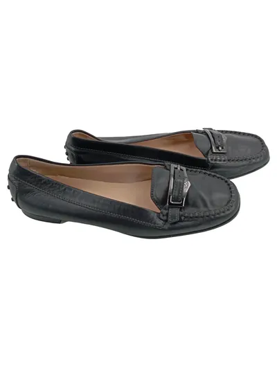 TOD'S Damen Mokassins Slipper Gr. 38.5 Schwarz Klassisch Leder
