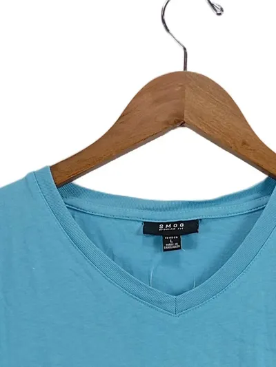 SMOG Herren T-Shirt Türkis Gr. 50/L Casual Baumwolle