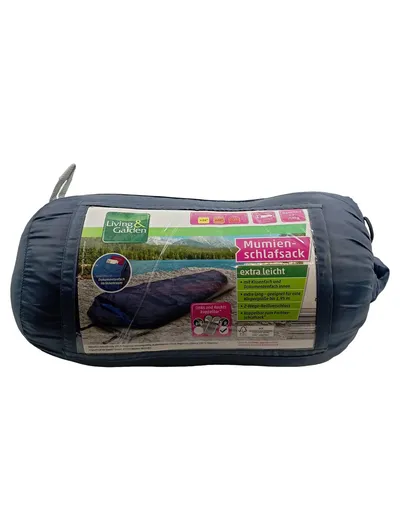 Living & Garden Mumien-Schlafsack Extra Leicht Blau 225cm Camping Outdoor