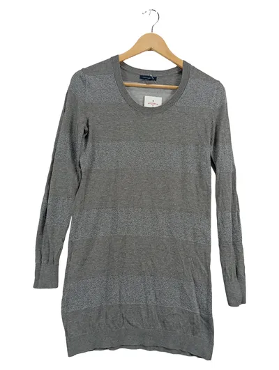 Tommy Hilfiger Damen Longpullover Strickkleid Grau Gestreift Gr. XS