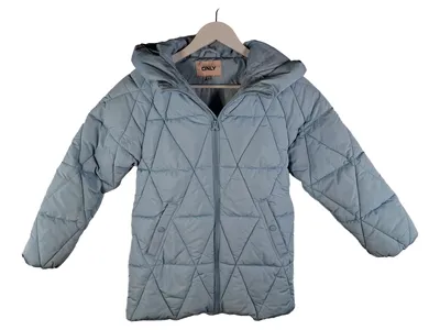ONLY Mädchen Steppjacke mit Kapuze Gr. 146 Hellblau Winterjacke