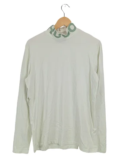 HUGO Herren Langarmshirt Stehkragen Logo Beige Gr. M Lyocell