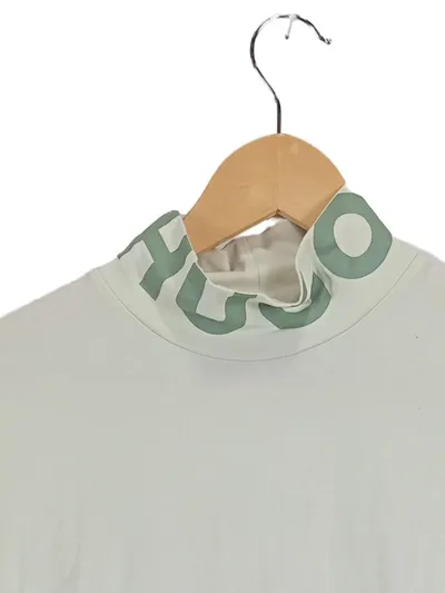 HUGO Herren Langarmshirt Stehkragen Logo Beige Gr. M Lyocell