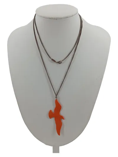 TomShot Damen Halskette mit Vogel Anhänger Orange Casual 83cm Kette