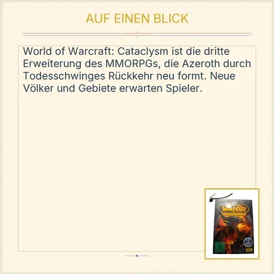 World of Warcraft Cataclysm Erweiterungsset PC DVD-ROM Blizzard