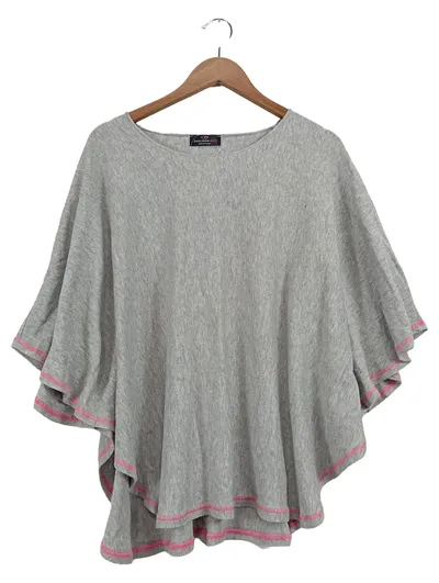 Zwillingsherz Damen Cape Grau Gr. 40/L Casual Asymmetrischer Schnitt
