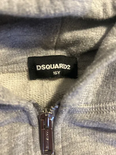 DSQUARED2 Kinder Sweatjacke Hoodie Gr. 158/16Y Grau Logo Kapuze